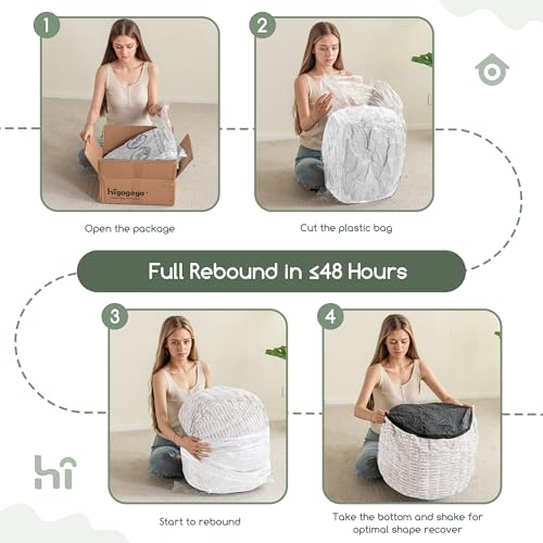 HIGOGOGO Pouf Ottoman Stuffed Round Modern Foam Filled Foot Rest Poufs for Living Room Chair Decorative 26 X 18 Inches Boho Relax Stool for Wedding Christmas Party, Beige - color: Beige, size: 26"D x 26"W x 18"H