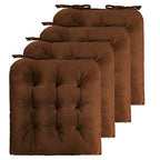 ELFJOY 4 Pack Chair Cushions for Dining Chairs Chair Pads Cushion for Kitchen Office Tufted Square Seat Cushion with Ties (U Shape Coffee) - color: U Shape Coffee
