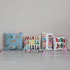 Creative Co-Op Square Cotton Tufted Pillow FALALALALALALALALA, Multicolor