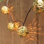 Decorative Lantern String Lights, Outdoor Plug in Hanging Lights with 10 Natural Hemp Rope Leaf Balls, Connectable Weatherproof Patio Globe Boho String Lights for Home Pergola Porch Party Backyard - style: Hemp Rope with Green Leaf Balls