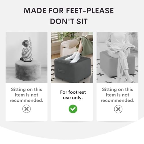 MeMoreCool Square Stuffed Pouf Ottoman Foot Rest, Floor Pouf Foot Stool with Foam Chunk Filling, Soft Stuffed Ottoman Footrest for Living Room, Off-White - color: Striped Off-white