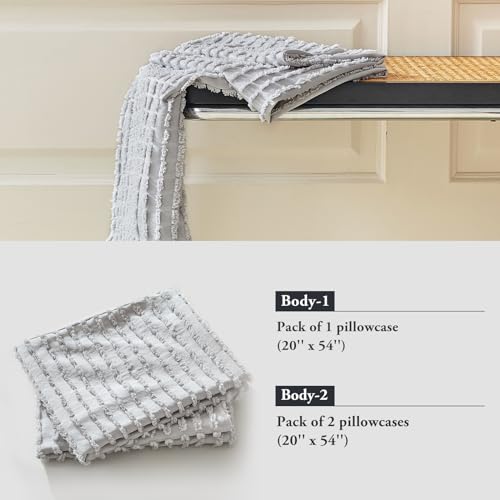 WARMDERN Grey Pillow Covers Body Pillow Cover Soft Microfiber Pillow Cases Set of 1 Boho Textured Pillowcase with Envelope Closure(Grey, Body-1 20x54 Inches) - color: Gray, size: 20" x 54" (Pack of 1)