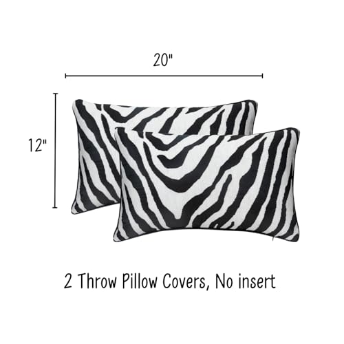 Mantle & Mason Modern Minimalist Lumbar Throw Pillow Cover 12x20 Set of 2 Decorative Couch Pillow Case Sofa Bed Chair Living Room Chenille Jacquard Zebra Print Home Decor Pillowcase Black White - color: Zebra Black White, size: 20" x 12" (Pack of 2)