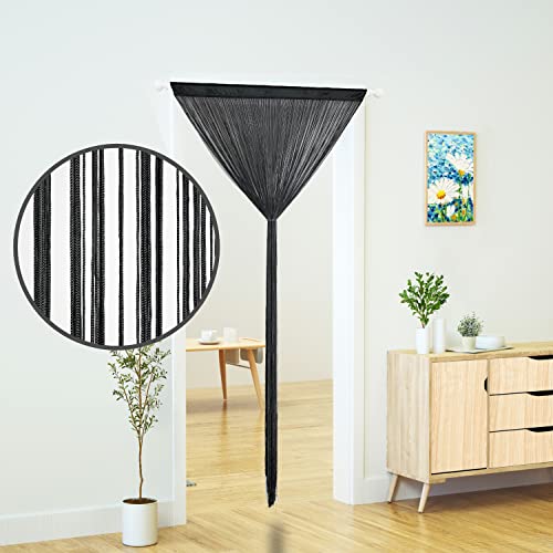 YaoYue Doorway String Curtain Door Curtains,Boho Hippie Hanging Fringe Room Divider for Patio Bedroom Closet Kitchen Laundry,Room Window Wall Door Decor(39x110inch/100×280cm,Black) - color: Black, size: 39"W x 110"L (Pack of 1)