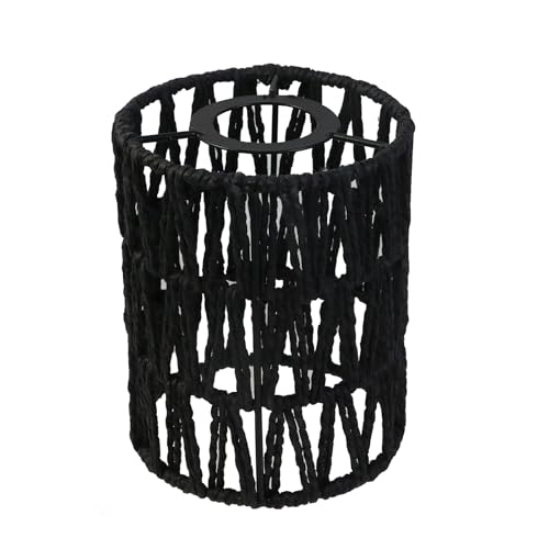Oedema Rattan Lamp Shade Black Lamp Shade Woven Lampshade 5.9" Height, 4.52" Width, Cylinder Decor Lampshade