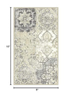 Maples Rugs Vintage Patchwork Distressed 1'8 x 2'10 Non Skid Washable Throw Rugs [Made in USA] for Entryway and Bedroom, Grey