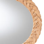 Bali & pari Nara Natural Rattan Wall Mirror – Handwoven Braided Wicker Frame, Coastal Boho Wall Decor for Entryway, Bedroom, or Living Room, Oval