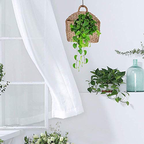 Seagrass Wicker Storage Basket with Handle - Semi-Circular Willow Woven Hanging Basket for Home, Garden, Wedding Wall Decor