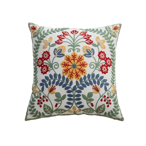 YIcabinet Pack of 2 Throw Pillow Covers,Embroidered Pillow Case Soft Square Decorative Pillowcases for Home Sofa Couch 18x18 Inch - color: White01