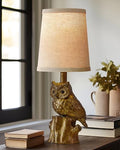 G-SAFAVA 14.25" Small Table Lamp for Living Room Farmhouse Bedside Resin Single Lamp with Gold Owl Lamp Shape for Bedroom Retro Rustic Nightstand Lamp - color: ‏‏‎ ‎Gold