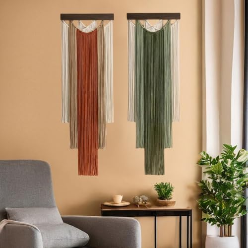 M MANUAL Macrame Wall Hanging 15.7x47.2Inch Fiber Handmade Macrame Wall Hanging Bohemian Yarn Tapestry Living Room Bedroom Modern Home Decor For Boho Home Decoration (B) - color: B