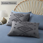Oli Anderson Tufted Duvet Cover Queen Size, Soft and Lightweight Duvet Covers Set for All Seasons, 3 Pieces Boho Embroidery Shabby Chic Bedding Set (Grey, Queen, 90" x 90") - color: Grey, size: Full/Queen(90"×90")