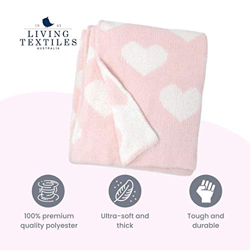 Living Textiles Pink Hearts Chenille Soft Baby Blanket Reversible Premium Cozy Fabric for Best Comfort - for Infant,Toddler,Newborn,Nursery,Girl,Throw,Crib,Stroller,Gift, Pink Hearts 40x30 - color: Pink Hearts
