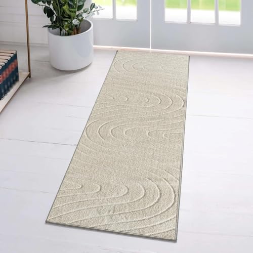 LUXE WEAVERS Modern Geometric Wave Cream 2x8 Area Rug - color: Cream, size: 2' x 8' (Runner)