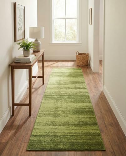 Rugs.com Angelica Collection Rug – 10 Ft Runner Green Medium Rug Perfect for Hallways, Entryways - color: Green, size: 2'7" x 10' (Runner)