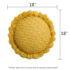 Acrylic Knitted Round Throw Pillow Knitting Bohemian Circular Cushion Pillow with Knit Handmade Pompoms Decorative Ginger Yellow, Diameter 18inches - color: Ginger Yellow