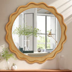 RiteSune Round Mirror 30 Inch, Farmhouse Wall Decor, Large Rustic Circle for Living Room, Bathroom, Entryway