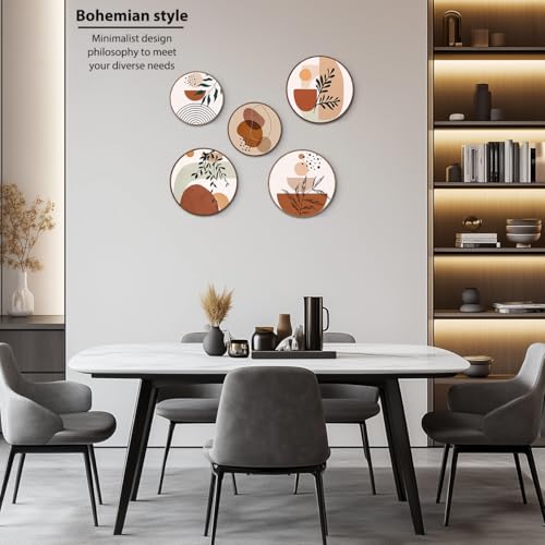 5 Pcs Boho Wall Decor Sun Leaves Wall Art Bohemian Decor Rustic Wooden Hanging Sign Wood Plaque Geometric Minimalist Modern Decoration for Living Room Bedroom Farmhouse Office House Wood Art - color: Multi0171