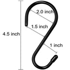 12 Pack 4-1/2 Inch S Hooks, Large Vinyl Coated Closet Hooks Non Slip Heavy Duty for Hanging, Steel Metal Black Rubber Coated for Jeans Plants Clothes Pot Pan Cups Towel - color: Black