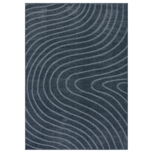 LUXE WEAVERS Modern Geometric Wave Blue 2x3 Area Rug - color: Blue, size: 2' x 3' (Rectangular)