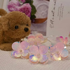 Fiber Optic Flower String Lights Battery Operated 5ft 10 LED Artificial Flower Garland Fairy Lights for Wedding Christmas Party Room Garden Decor (Warm White, 5ft) - size: 5ft