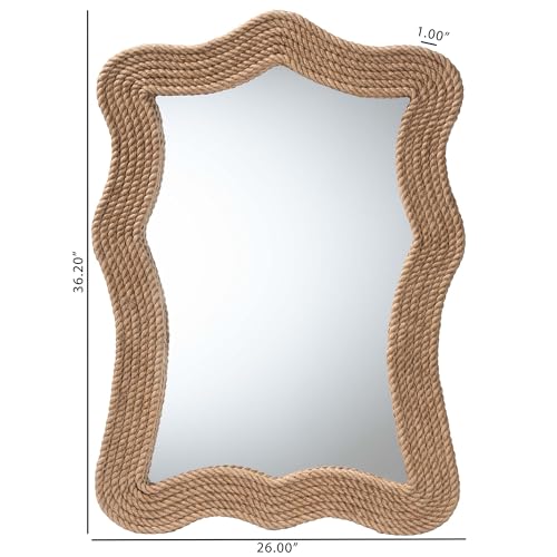 Bali & pari Quiana Coastal Woven Rope Accent Wall Mirror