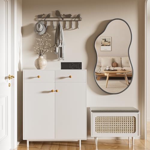 40”x 24” Irregular Wall Mirror, Large Bathroom Mirror, Abstract Black Framed Mirrors, Asymmetrical Wavy Decor Mirrors for Bathroom Living Room Bedroom Entry Way (Horizontal/Vertical) - color: Black, size: 40"L x 24"W