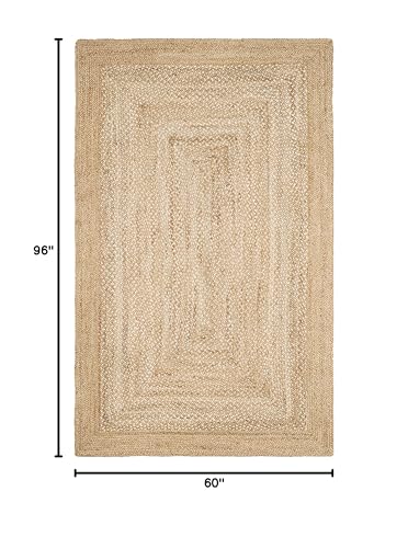 SAFAVIEH Natural Fiber Collection Area Rug - 5' x 8', Natural & Ivory, Handmade Farmhouse Boho Coastal Rustic Jute, Ideal for High Traffic Areas in Living Room, Bedroom (NF885B) - size: 5' x 8' (Rectangular)
