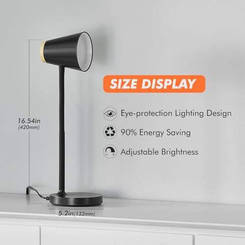 EJIAXIN Desk Lamp for College Dorm Room - Small LED Desk Lamp Touch Dimmable Reading Light for Home Office - Adjustable Flexible Gooseneck Table Lamp for Bedside Bedroom Nightstand Black - color: Black