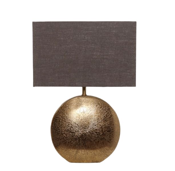 Cruiser’s Caché 19" Modern Metal Table Lamp, Antique Gold Finish with Handloomed Dark Khaki Rectangular Lampshade - style: Modern Metal