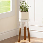 LitaEther 12" Reverse Dipped Wood Plant Stand, Wood Accent Stool,Side Table Set Bath Stool (20"+24" Tall) - size: 20"+24" Tall