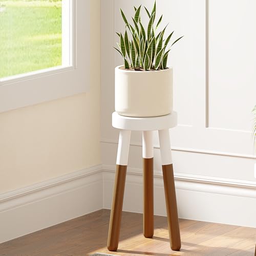 LitaEther 12" Reverse Dipped Wood Plant Stand, Wood Accent Stool,Side Table Set Bath Stool (20"+24" Tall) - size: 20"+24" Tall