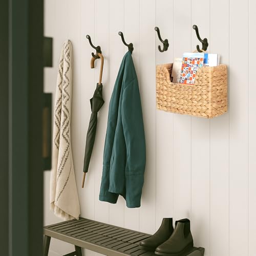 Handwoven Water Hyacinth Wall Magazine Holder - Natural Hanging Organizer for Mail, Newspapers & Magazines, Books & Files - Decorative Boho Storage Basket for Entryway, Bathroom, Living Room, Office.