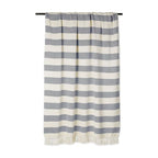 DII Rustic Farmhouse Cotton Cabana Striped Blanket Throw with Fringe, 50 x 60 - Cabana Striped Off-White with French Blue - color: Off-white With French Blue