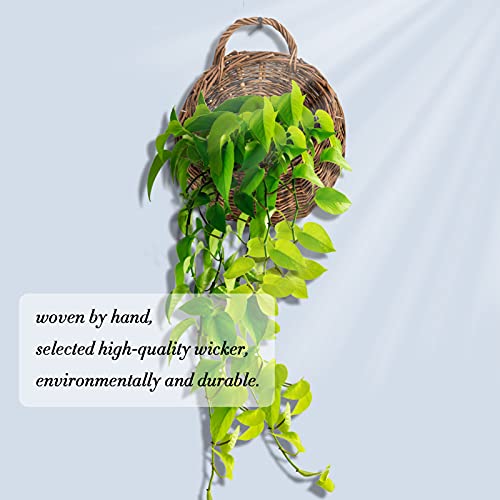 Handmade Woven Hanging Basket,Natural Wicker Handed Storage Basket for Home Garden Wedding Wall as Decorations - size: Medium