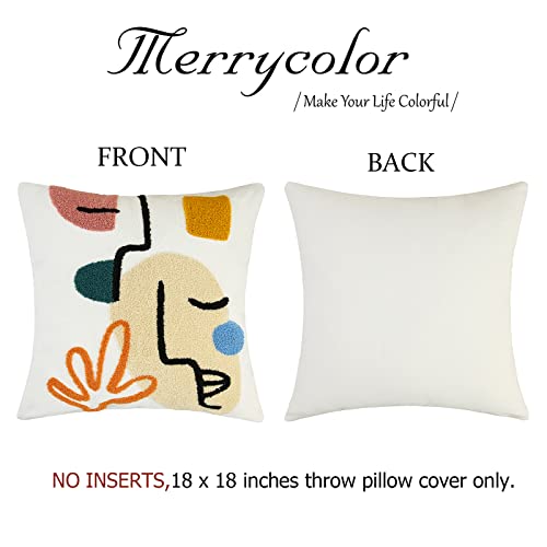 Merrycolor Boho Abstract Pillow Covers Colorful Woman Face Line Cute Pillow Cases Mid Century Aesthetic Modern Boho Pillows Decorative Throw Pillows for Bed Couch Living Room,1PC - color: Abstract Face, size: 18" x 18" (Pack of 1)
