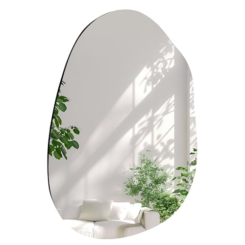 Irregular Wall Mirror 22x30 Inch, Asymmetrical Frameless Bathroom Mirrors with Tempered Glass for Living Room Bedroom,Decorative Modern Wall Decor - color: Black B, size: 30"L x 22"W