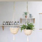 Natural Hanging Seagrass Plant Baskets, Macrame Plant Hangers, Indoor Boho Plant Hanger, for Indoor Outdoor Home Decorations Fence Planters Plant Flower Pots