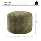 Upholstered Round Ottoman Set of 2, Green Pouf Ottoman, Modern Footstool with Soft Padded Seat & Solid Wood Frame, Multifunctional Vanity Stool Accent Seat for Living Room and Bedroom, Chenille - color: Green Chenille, size: Set of 2