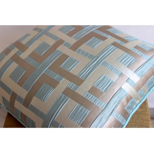 The HomeCentric Pillow Covers, Sea Green Decorative Pillow Covers 16x16 inch (40x40 cm) Jacquard Throw Pillows for Couch, Geometric, Maze, Contemporary Pillowcase with Zipper Easter - Opulence - color: 32. Sea Green (Opulence), size: 16" x 16" (Pack of 1)