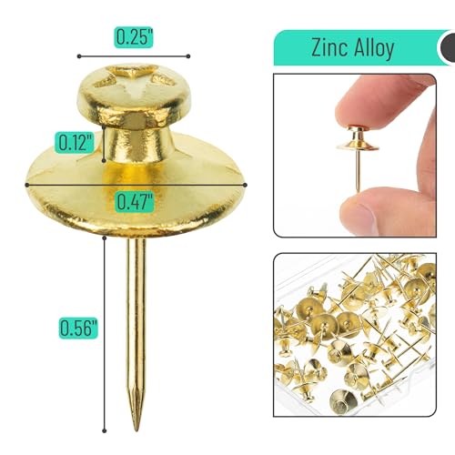 Mr. Pen Double Headed Picture Nails - 50 Pack, Gold, Tacks for Wall Hangings - color: Gold, size: 50 Pack