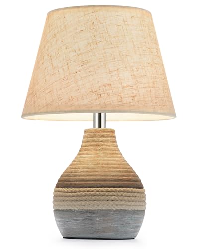 10" H Small Rechargeable Cordless Ceramic Table Lamp with Remote, RGB & Warm White Light, Timer & Dimmer, Battery Table Lamp with Linen Shade for Patio, Bedroom, Living Room, Dining Table - size: Mini-10"H