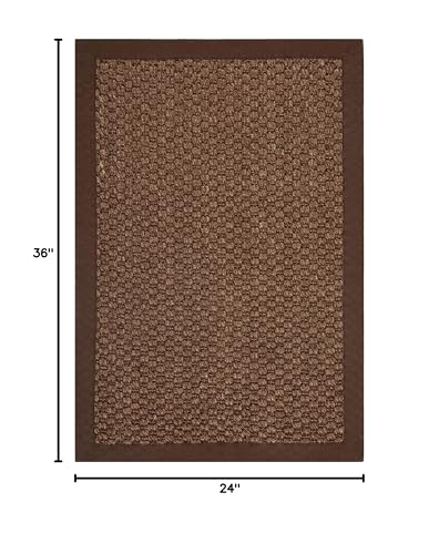 SAFAVIEH Area Rug 2x3 - Natural Fiber Collection - Chocolate, Sisal, Woven Design with Border (NF525D) - color: Chocolate, size: 2' x 3' (Rectangular)