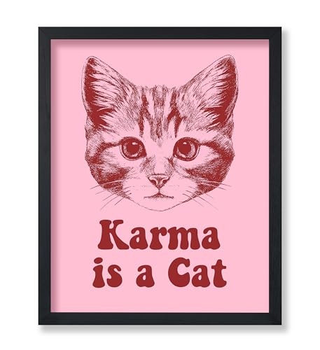 Poster Master Karma Is A Cat Poster - Retro Cat Print - Preppy & Trendy Art - Modern Design - Humorous Print - Minimal Design - Funny Quotes Decor - Dorm or Living Room Decor - 8x10 UNFRAMED - color: Style-07, size: 8"L x 10"W