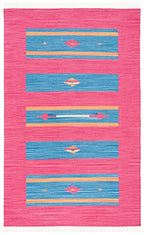 SAFAVIEH Montauk Collection Accent Rug - 4' x 6', Red & Blue, Handmade Boho Cotton, Ideal for High Traffic Areas in Entryway, Living Room, Bedroom (MTK551Q) - size: 4' x 6' (Rectangular)