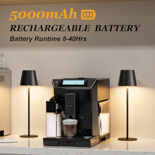 Kakanuo Cordless Table Lamp Rechargeable Black - KK 2 Pack 5000mAH Battery Operated Lamp for Counter, 3 Color Stepless Dimming Wireless Lamp for Dining Kitchen, Outdoor Patio, Touch Control - color: Black 1, size: 2 Pack 14in - Down Light