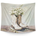 WAITPI Boho Western Cowgirl Hanging Wall Tapestry for Bedroom, Boho Western Floral Cowgirl Boots Girly Wall Hanging Decor Tapestry for Girls Room Dorm Apartment, 50x60in