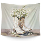 WAITPI Boho Western Cowgirl Hanging Wall Tapestry for Bedroom, Boho Western Floral Cowgirl Boots Girly Wall Hanging Decor Tapestry for Girls Room Dorm Apartment, 50x60in