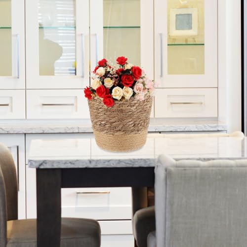 TOYANDONA Large Seagrass Woven Planter Basket for Indoor Plants, Multi-Purpose Boho Plant Pot Cover with Handcrafted Storage Basket, Natural Brown Fiber for Home Décor and Indoor Gardening