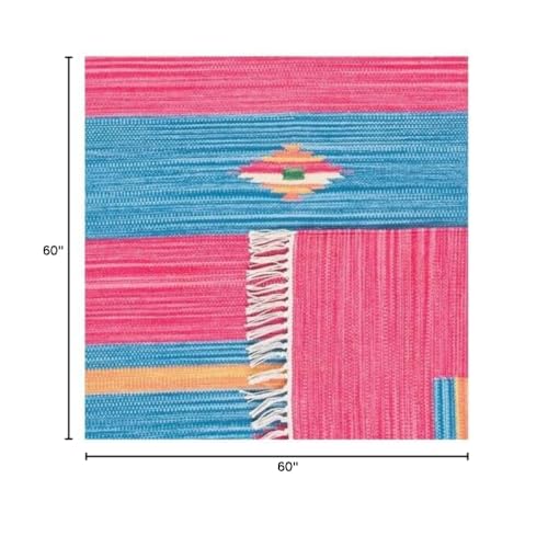 SAFAVIEH Montauk Collection Accent Rug - 3' x 5', Red & Blue, Handmade Boho Cotton, Ideal for High Traffic Areas in Entryway, Living Room, Bedroom (MTK551Q) - size: 3' x 5' (Rectangular)